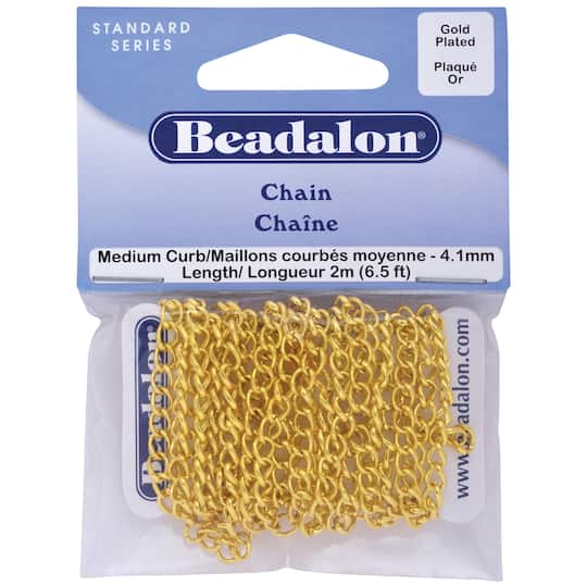 Beadalon&#xAE; 6.5ft. Gold-Plated Curb Metal Chain